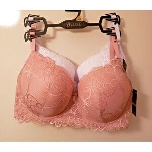 Women's B Luxe Intimate Set of 2 Lace Underwire Bra Peach  White  Sz 40D NWT